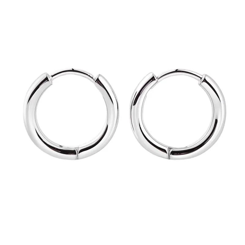 Fashion 316 Stainless Steel Black Silver Gold Plated Round Earrings Huggie Hoop Earrings for Women Men Jewelry