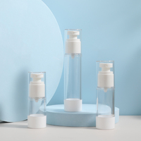 Bouteille à pompe à lotion transparente rechargeable Crème 15ml 30ml 50ml Plastique AS Bouteille sans air pour emballage cosmétique