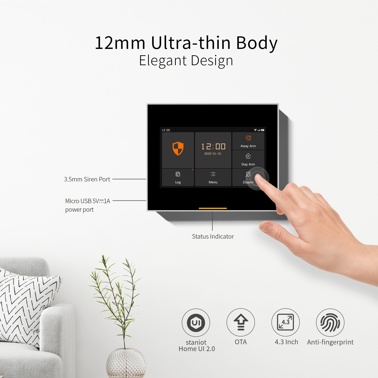 Staniot 433MHz Tuya Smart WiFi Wireless Home Security Alarm System Kit 12mm Ultra-thin Body 600MHz Smart Chip Supports 200 · image 2