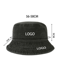 Topi Bucket Pria Wanita Grosir Model Acid Wash Retro Denim Hip-Hop Logo Bordir 3D Katun Pelindung Matahari Musim Panas