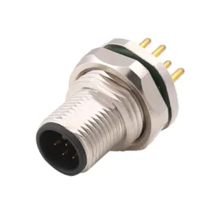 SIGNAL M12 panel connector front fastened DIP male metal A B D code waterproof ip67 IP68 connector m12 connector