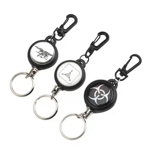 Retractable Badge Holder Reel Swipe Card Security Id Pull Key Ring Tag Clip Telescopic Keychain Key Ring With Back Clip Anti-lo