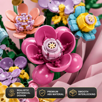 Collection Botanique Personnalisée : Blocs de Construction Bouquet de Fleurs, OEM Marque Privée, Ensemble Floral Éternel, Décoration Esthétique pour la Maison, Cadeau