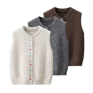 Chaleco de Punto Casual de Moda Otoñal de 3 Colores con Botones para Mujer - Product Image 1