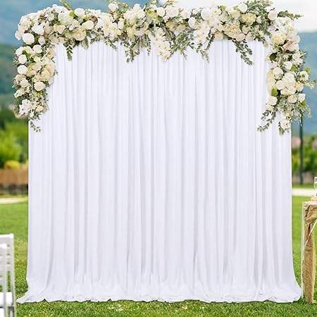 Wrinkle Free Beige Backdrop Polyester Drapes Wedding Stage Organza Curtain for Wedding Party Home Decoration