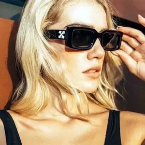 2023 personalizado Metal Logo moda mujeres hombres diseñador gafas UV400 tonos Vintage marca plana superior rectángulo gafas de sol