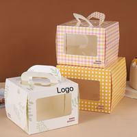 Boîte à gâteau tiramisu personnalisée de 6 pouces, boîte cadeau pour gâteau, boîte à gâteau recyclable avec fenêtre transparente et poignée