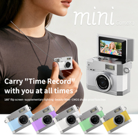 Mini caméra portable à porter autour du cou DLC 48MP 1080P HD - Objectif rotatif - Zoom optique 7x - Détection de visage - Filtres flash - Caméra selfie