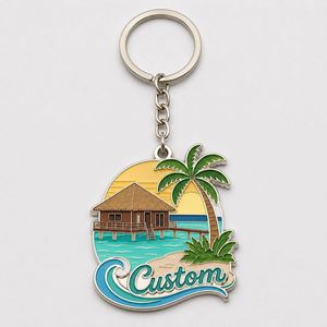 Porte-clés en alliage de zinc de haute qualité, sur mesure, style île tropicale, souvenir de voyage aux Maldives - Product Image 2