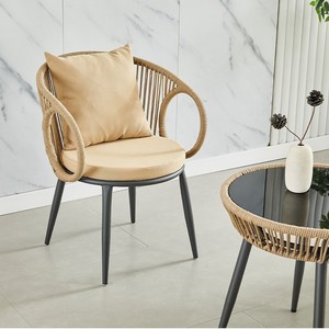 Moderno 3 pezzi Set di mobili da giardino in corda intrecciata per tutte le stagioni all'aperto <span class=keywords><strong>bistrot</strong></span> di conversazione con cuscini per cortile - Product Image 3