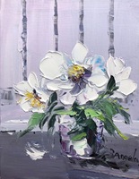 Peinture à l'huile sur toile faite à la main, fleur de lotus, décoration murale