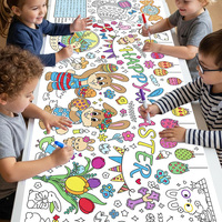 Nappe géante à colorier Joyeuses Pâques 30"x72" – Poster à colorier Lapin et Œuf de Printemps pour activités artistiques de peinture et dessin DIY