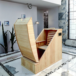 Lò xông hơi khô bằng gỗ Hemlock nguyên khối 1000W, bán chạy năm 2025, kiểu nửa thân, tích hợp điều khiển hồng ngoại xa và phụ kiện - Product Image 1