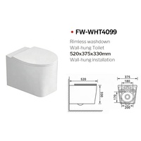 Ensemble WC suspendu en céramique de qualité hôtelière, style européen moderne, avec lavabo mural et siphon en P