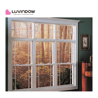 Ventanas residenciales abatibles de estilo americano de diseño moderno, marco de aluminio negro con rejilla de vidrio exterior, nuevo lanzamiento