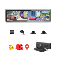 Rétroviseur de voiture 12 pouces 4G Android 1080P avec ADAS/LCWS/FVWS, double objectif, caméra embarquée DVR, écran IPS, enregistreur vidéo, système 4 caméras