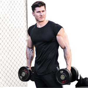 T-shirt a manica corta in puro cotone tinta unita tinta unita in puro cotone tinta unita con i <span class=keywords><strong>fratelli</strong></span> muscoli lavorati a maglia da 180g - Product Image 1