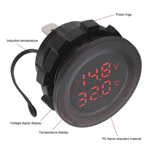 Hiển thị kép kỹ thuật số xe Nhiệt kế đo DC 12V/24V Vôn kế các biện pháp xe nhiệt độ và DC hiện tại - Product Image 2