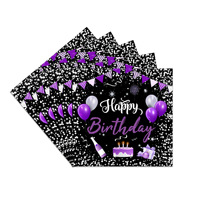 Décorations de fête d'anniversaire violet et noir, vaisselle, ballons pour enfants, assiettes en papier jetables, serviettes, ensemble de 24 pièces pour fête