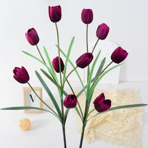 Flor Artificial Tulipán de 5 Cabezas, Flor de Seda y Plástico Hecha a Mano, Decoración para Bodas y Hogar - Product Image 4