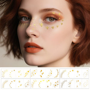 Tatouages temporaires étanches OEM ODM pour filles, tatouages visage scintillants pour femmes, taches dorées métalliques brillantes pour femmes - Product Image 6