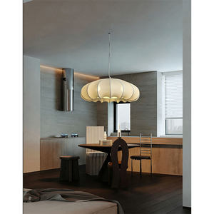 Lustre rond couleur crème 60cm 80cm 100cm à économie d'énergie E27 à six têtes pour la maison, le salon, l'hôtel, le restaurant - Product Image 5