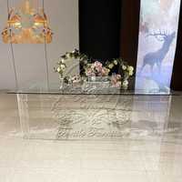 Table à manger rectangulaire en acrylique transparent bon marché de luxe