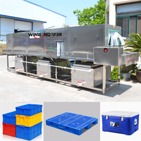 Volledig automatische catering maaltijdtray-wasmachine SUS304 tunneltype reiniger voor bijpassende trays