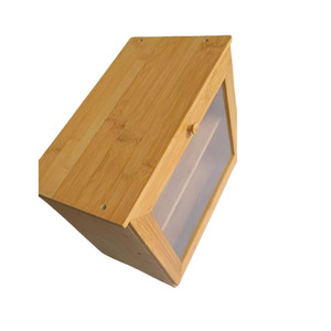Caja de Pan de Bambú de Dos Niveles con Puerta Individual, Cajón de Almacenamiento, Contenedor a Prueba de Polvo para Panadería - Product Image 4
