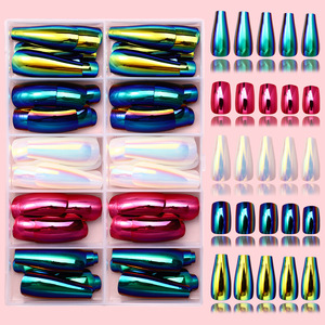 Boîte de 120 faux ongles à presser, design français, longs, souples, couleur unie, pour manucure en salon, vente en gros - Product Image 5