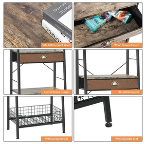 Estante de almacenamiento de 4 niveles para el hogar, estantería Industrial independiente de escalera de 4 niveles con cajón - Product Image 3