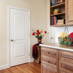 Puertas Interiores de 2 Paneles de Madera Sólida Precolgadas, Acabado Blanco Imprimado, Modernas, Moldeadas e Impermeables para Apartamentos y Villas - Product Image 1