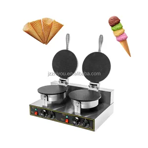 latest style Double-Plate Crispy Waffle Cone Baking Machine for pedestrian street