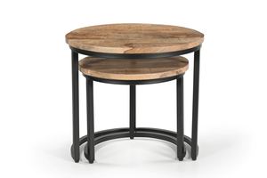 Nuevo juego de mesas de centro modernas de hierro/madera, juego de 2 mesas de centro redondas, muebles de sala de estar a precio de mayoreo. - Product Image 2