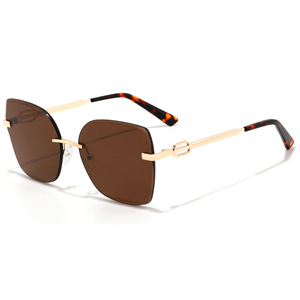 Rimless Rectangle Sunglasses Green Lenses UV400 Protection Unisex Adult Style - Product Image 1