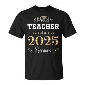 T-shirt à manches courtes pour adulte, taille S, pour professeur fier d'un diplômé senior 2025 - Product Image 1
