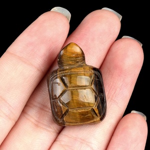 Piedra preciosa natural de 1 pulgada tallada tortuga curación Reiki estatua cristal artesanía Feng Shui joyería para decoración del hogar encantos - Product Image 3