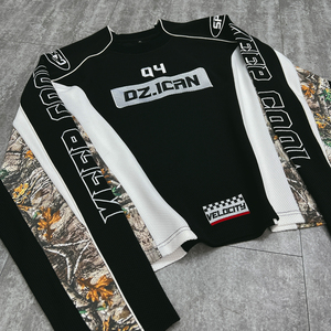 เสื้อยืดสตรีทแวร์ปักลายกราฟิกพิมพ์ลายแบบคัสตอม เสื้อยืดทรงบ็อกซี่ผ้าหนา เสื้อยืดโอเวอร์ไซส์แขนยาวลายวาฟเฟิล - Product Image 4