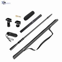 Kit de Perche Télescopique en Carbone pour Microphone Canon, avec Rallonge et Pince de 3M, Idéal pour Interviews, Films et Enregistrements Vidéo