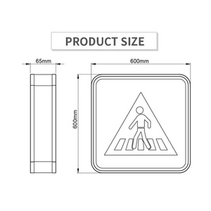 Venta al por mayor de fábrica: Señales LED solares de 600*600mm para cruces peatonales, con luz ámbar intermitente, para advertencia de límite de velocidad en tráfico rodado. - Product Image 3