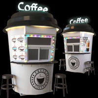 Kiosque de café extérieur moderne en contreplaqué en forme de tasse à café, comptoir de bar, chariot à café mobile, taille personnalisée, à vendre