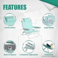 Lot de 2 chaises de plage basses larges à 5 positions surdimensionnées chaises de camping pliantes portables avec porte-gobelet pour l'extérieur