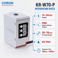 Capteur optique CORON KR-W70-P, affichage LED rouge à 4 chiffres, détection de marqueur de couleur par segment, sortie PNP, plage de détection 20-70 mm