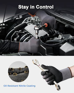 GLOVEMAN Guantes de trabajo de seguridad con agarre de nitrilo de microespuma para pantalla táctil Guante de nailon de punto sin costuras para mejoras automotrices del hogar - Product Image 5