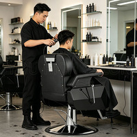 Chaise de barbier hydraulique en promotion |   Chaise de Salon de Coiffure Haut de Gamme, Mobilier Professionnel pour Salon de Coiffure et Barbier