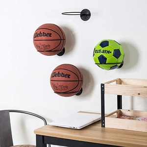LM Back to School Basketball Storage Rack <b>Wall</b> Mounted Metal <b>Display</b> Organizer Space Saving Football Volleyball Shelves - Product Image 5