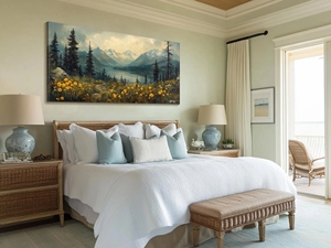 <span class=keywords><strong>Peinture</strong></span> sur toile abstraite en relief 3D faite à la main, représentant un lac de <span class=keywords><strong>montagne</strong></span>, décoration murale pour salon, nature verte - Product Image 5