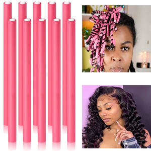 10 pièces de bigoudis flexibles en mousse froide pour femmes, design torsadé doux, tailles longues et courtes, 0,55x9,45 cm - Product Image 1