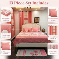 Vente en gros de parures de lit de qualité supérieure, 13 pièces, taille king, imprimées, avec poches profondes, avec rideaux assortis, Juego De Sabanas
