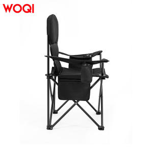 Silla plegable Woqi con estructura de hierro, respaldo alto, portátil, para exteriores, para camping, jardín, balcón, negra, 45X45X92cm - Product Image 2